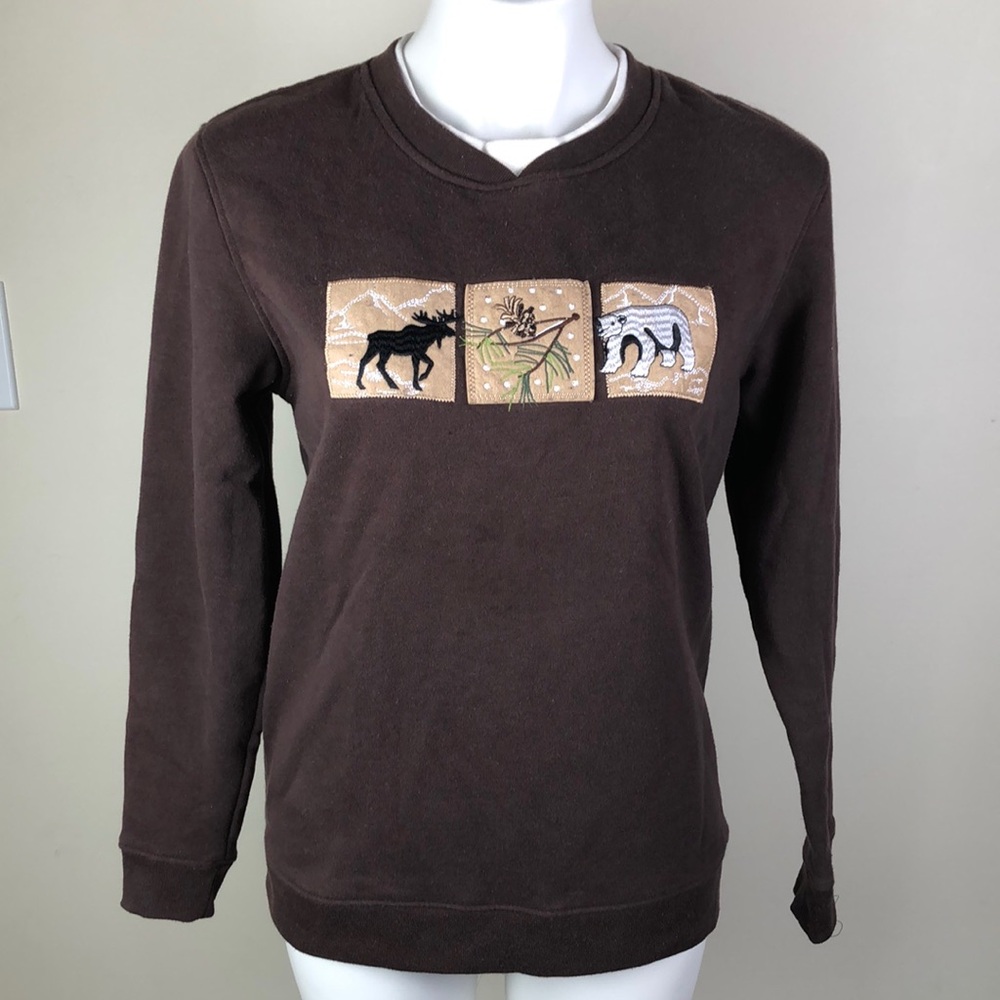 Vintage Great Northwest Brown Animal Sweatshirt Wildlife